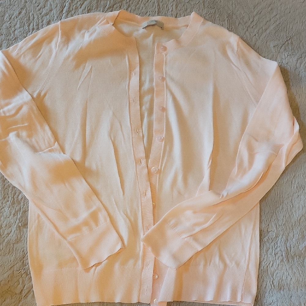 SALE 3 For $20 - LOFT Light Pink Knit Button-Up Cardigan MEDIUM